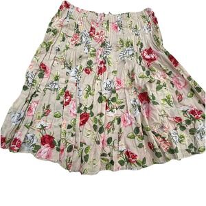 Cabi Rose Garden Skirt Women's Sz 8 Floral Pleated‎ Cotton Cottagecore Peasant